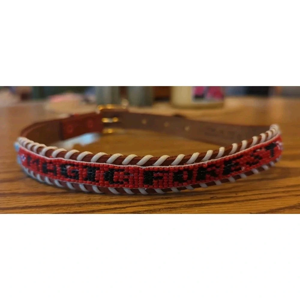 NOS Magic Forest Lake George NY Novelty Beaded Leather Belt Kids Youth Adult 20
